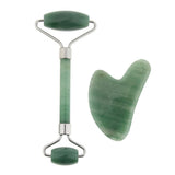 Maxbell Maxbell Natural Jade Facial Massage Double Roller Guasha Massager Board Set Silver