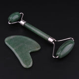 Maxbell Maxbell Natural Jade Facial Massage Double Roller Guasha Massager Board Set Silver