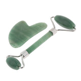 Maxbell Maxbell Natural Jade Facial Massage Double Roller Guasha Massager Board Set Silver