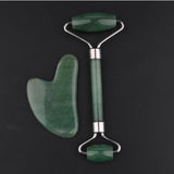 Maxbell Maxbell Natural Jade Facial Massage Double Roller Guasha Massager Board Set Silver