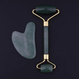 Maxbell Maxbell 2pcs Jade Face Massage Double Roller Guasha Massager Board Set Green