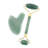 Maxbell Maxbell 2pcs Jade Face Massage Double Roller Guasha Massager Board Set Green