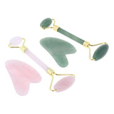 Maxbell Maxbell 2pcs Jade Face Massage Double Roller Guasha Massager Board Set Green