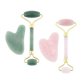 Maxbell Maxbell 2pcs Jade Face Massage Double Roller Guasha Massager Board Set Green