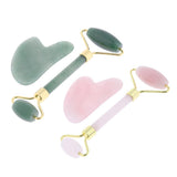 Maxbell Maxbell 2pcs Jade Face Massage Double Roller Guasha Massager Board Set Green