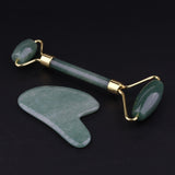 Maxbell Maxbell 2pcs Jade Face Massage Double Roller Guasha Massager Board Set Green