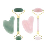 Maxbell Maxbell 2pcs Jade Face Massage Double Roller Guasha Massager Board Set Green