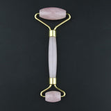 Maxbell Maxbell Jade Stone Facial Massage Double Roller Face Neck Massager Pink