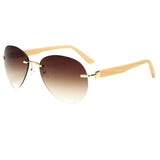 Maxbell Maxbell Men Women Fashion Classic Wood Bamboo Rimless Sunglasses for Outdoor Tawny