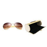 Maxbell Maxbell Men Women Fashion Classic Wood Bamboo Rimless Sunglasses for Outdoor Tawny