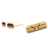 Maxbell Maxbell Men Women Fashion Classic Wood Bamboo Rimless Sunglasses for Outdoor Tawny