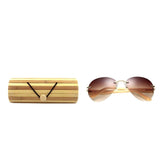 Maxbell Maxbell Men Women Fashion Classic Wood Bamboo Rimless Sunglasses for Outdoor Tawny
