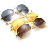 Maxbell Maxbell Men Women Fashion Classic Wood Bamboo Rimless Sunglasses for Outdoor Tawny