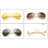 Maxbell Maxbell Men Women Fashion Classic Wood Bamboo Rimless Sunglasses for Outdoor Tawny