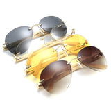 Maxbell Maxbell Men Women Fashion Classic Wood Bamboo Rimless Sunglasses for Outdoor Tawny