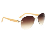 Maxbell Maxbell Men Women Fashion Classic Wood Bamboo Rimless Sunglasses for Outdoor Tawny