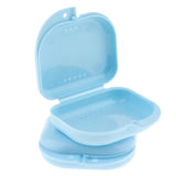 Maxbell 2 Denture Storage Container Mouth Guard Case Orthodontic Retainer Box Blue