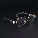 Maxbell Maxbell Octagonal Retro Clear Lens Metal Frame Eye Glasses w/ Pearl Nose Pads Golden