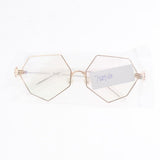 Maxbell Maxbell Octagonal Retro Clear Lens Metal Frame Eye Glasses w/ Pearl Nose Pads Golden