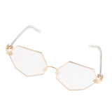 Maxbell Maxbell Octagonal Retro Clear Lens Metal Frame Eye Glasses w/ Pearl Nose Pads Golden