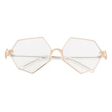 Maxbell Maxbell Octagonal Retro Clear Lens Metal Frame Eye Glasses w/ Pearl Nose Pads Golden