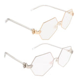 Maxbell Maxbell Octagonal Retro Clear Lens Metal Frame Eye Glasses w/ Pearl Nose Pads Golden