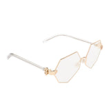 Maxbell Maxbell Octagonal Retro Clear Lens Metal Frame Eye Glasses w/ Pearl Nose Pads Golden