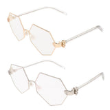Maxbell Maxbell Octagonal Retro Clear Lens Metal Frame Eye Glasses w/ Pearl Nose Pads Golden