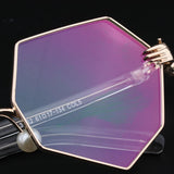 Maxbell Maxbell Octagonal Retro Clear Lens Metal Frame Eye Glasses w/ Pearl Nose Pads Golden