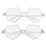 Maxbell Maxbell Octagonal Retro Clear Lens Metal Frame Eye Glasses w/ Pearl Nose Pads Golden