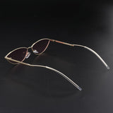 Maxbell Maxbell Vintage Cat Eye Sunglasses Gothic Triangle Narrow Glasses Golden-Pink