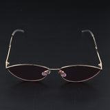 Maxbell Maxbell Vintage Cat Eye Sunglasses Gothic Triangle Narrow Glasses Golden-Pink