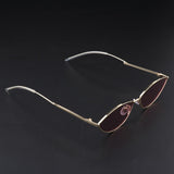 Maxbell Maxbell Vintage Cat Eye Sunglasses Gothic Triangle Narrow Glasses Golden-Pink