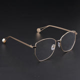 Maxbell Maxbell Fashion Retro Clear Lens Full Rim Metal Frame EyeGlass for Women  Golden