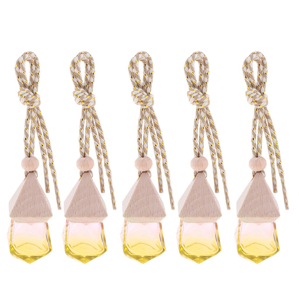 Maxbell Maxbell 5Pcs 6ML Car Hanging Perfume Bottle Essential Oil Pendant Decor Yellow