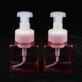 Maxbell Maxbell 2Pcs 250ml Square Foam Lotion Pump Bottle Dispenser Vials Jar Clear Pink