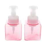 Maxbell Maxbell 2Pcs 250ml Square Foam Lotion Pump Bottle Dispenser Vials Jar Clear Pink