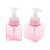 Maxbell Maxbell 2Pcs 250ml Square Foam Lotion Pump Bottle Dispenser Vials Jar Clear Pink