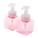 Maxbell Maxbell 2Pcs 250ml Square Foam Lotion Pump Bottle Dispenser Vials Jar Clear Pink