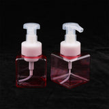 Maxbell Maxbell 2Pcs 250ml Square Foam Lotion Pump Bottle Dispenser Vials Jar Clear Pink