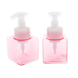 Maxbell Maxbell 2Pcs 250ml Square Foam Lotion Pump Bottle Dispenser Vials Jar Clear Pink