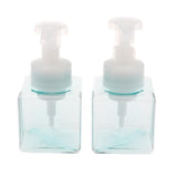 Maxbell Maxbell 2Pcs 250ml Square Foam Lotion Pump Bottle Dispenser Vials Jar Clear Blue