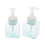 Maxbell Maxbell 2Pcs 250ml Square Foam Lotion Pump Bottle Dispenser Vials Jar Clear Blue