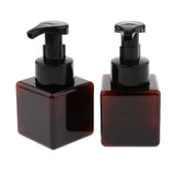 Maxbell Maxbell 2Pcs 250ml Square Foam Lotion Pump Bottle Dispenser Vials Jar Brown