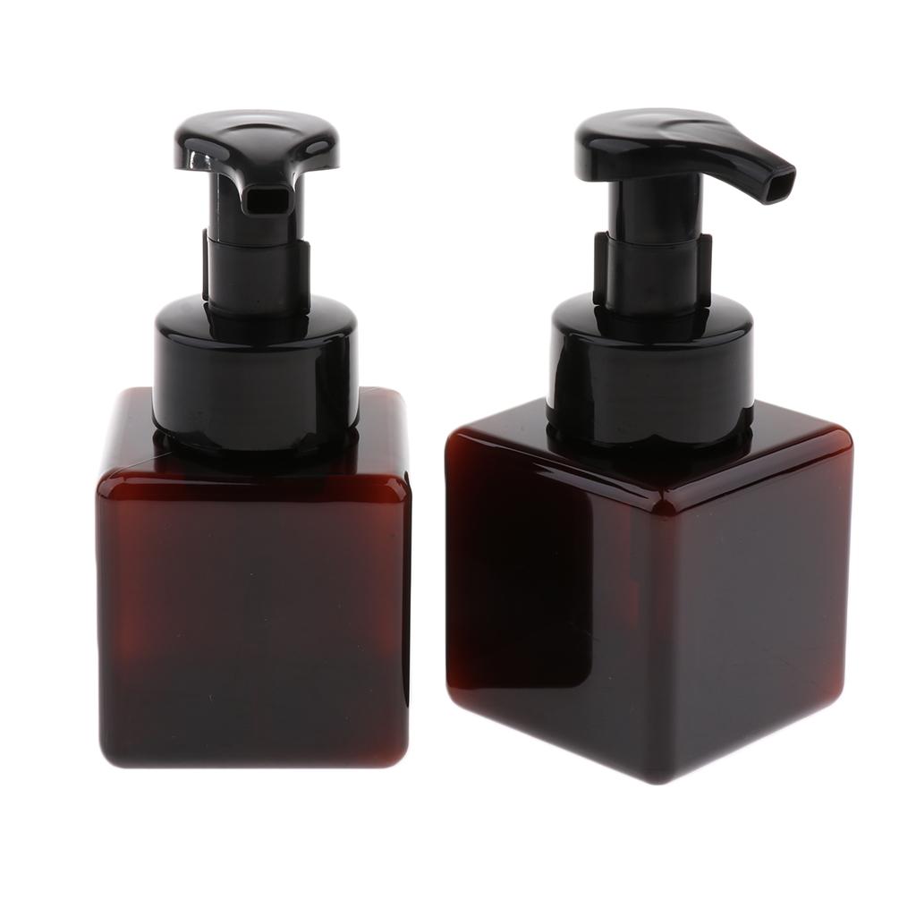 Maxbell Maxbell 2Pcs 250ml Square Foam Lotion Pump Bottle Dispenser Vials Jar Brown