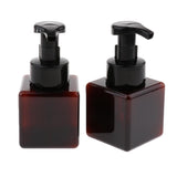 Maxbell Maxbell 2Pcs 250ml Square Foam Lotion Pump Bottle Dispenser Vials Jar Brown