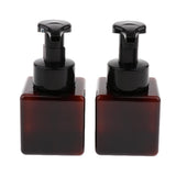 Maxbell Maxbell 2Pcs 250ml Square Foam Lotion Pump Bottle Dispenser Vials Jar Brown