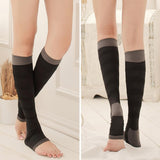 Maxbell Maxbell 1 Pair Women Open Toe Compression Socks Sleeves For Sports Running Black