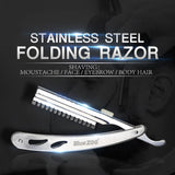 Maxbell Maxbell Safety Stainless Steel Folding Straight Razor Shaver for Men Beard Grooming