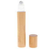 Maxbell Maxbell Bamboo Refillable Empty Essential Oil Makeup Roll on Bottle 15ml Steel